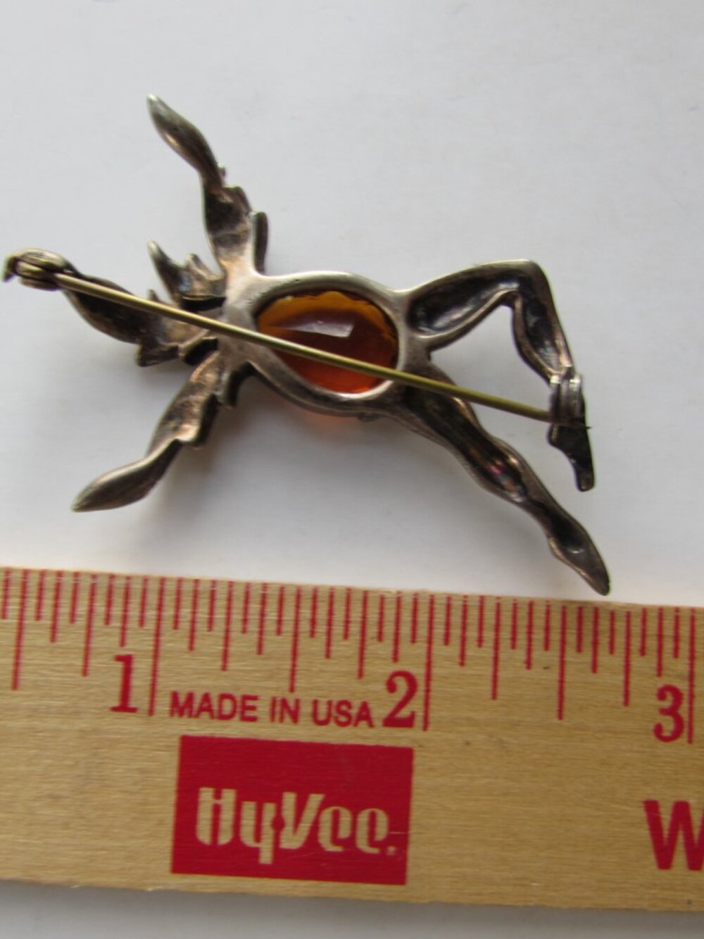 Surprising Brooch Sterling Silver Jelly Belly Rhinestone Flames - Picture 11 of 11
